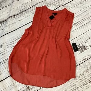 472. Alfani Apricot Orange Silky Sleeveless V-Neck Top XL NWT